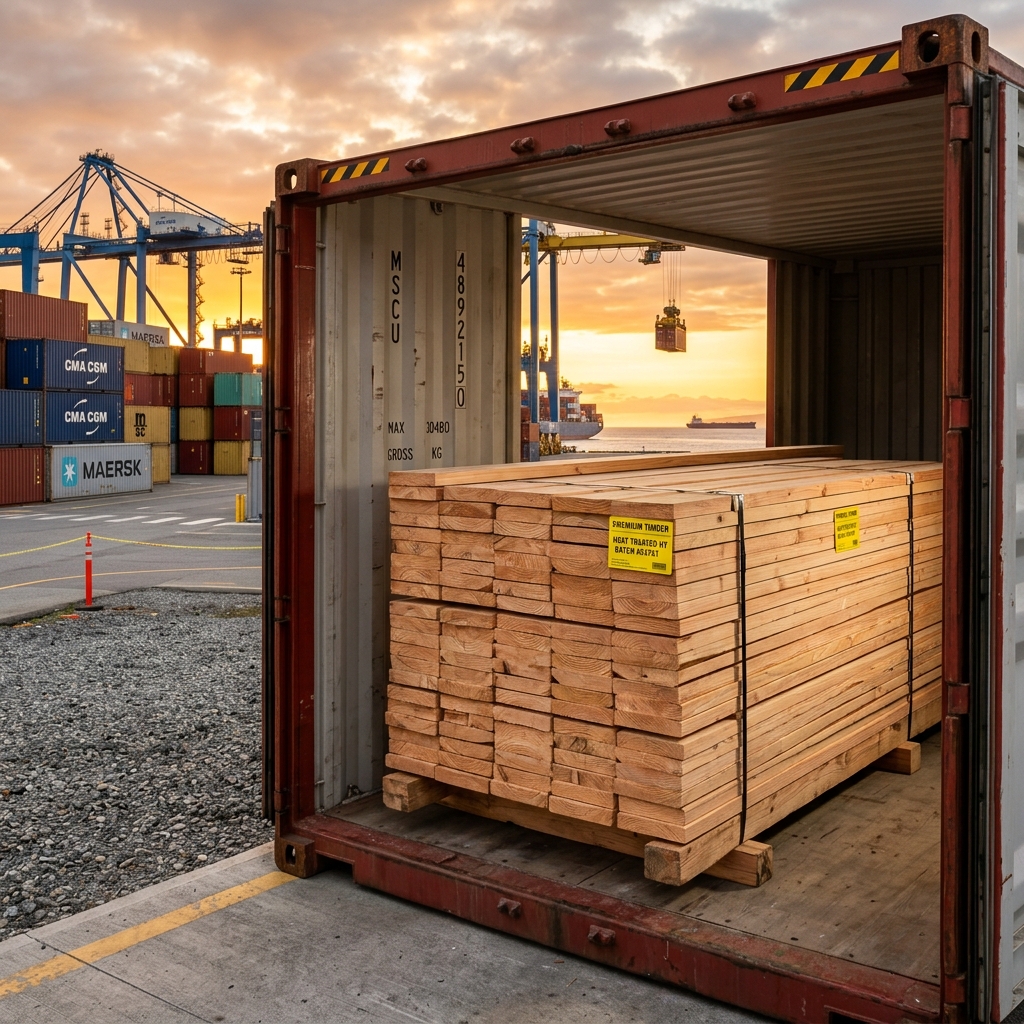 ELM Logistics Sourced Timber and Shipment Cargo container yard
